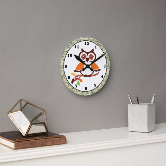 Herfst Owl Clock Ronde Klok (Kantoor)