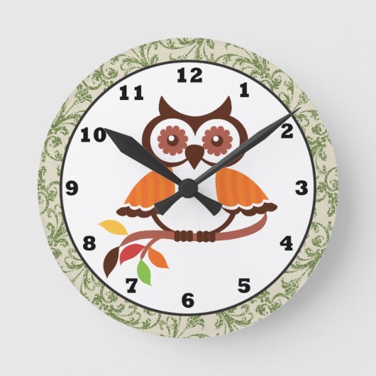 Herfst Owl Clock Ronde Klok (Voorkant)
