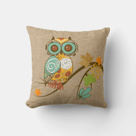 Herfst Owl op faux Burlap Pillow Kussen