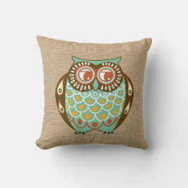 Herfst Owl op faux Burlap Pillow Kussen