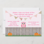 Herfst Owl op uitnodiging van Fence Pink Birthday (Voorkant)