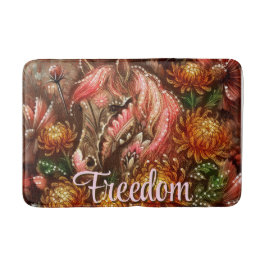 Herfst Paard Bloemen Chrysanten Gepersonaliseerd Badmat