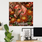 Herfst Paard Bloemen Chrysanten Gepersonaliseerd Poster (Thuiskantoor)