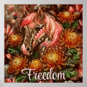 Herfst Paard Bloemen Chrysanten Gepersonaliseerd Poster (Voorkant)