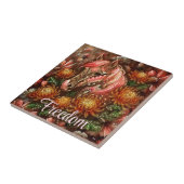 Herfst Paard Bloemen Chrysanten Gepersonaliseerd Tegeltje (Zijkant)