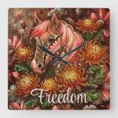 Herfst Paard Bloemen Chrysanten Gepersonaliseerd Vierkante Klok (Voorkant)