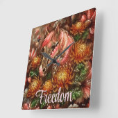 Herfst Paard Bloemen Chrysanten Gepersonaliseerd Vierkante Klok (Hoek)