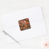 Herfst Paard Bloemen Chrysanten Gepersonaliseerd Vierkante Sticker (Envelop)