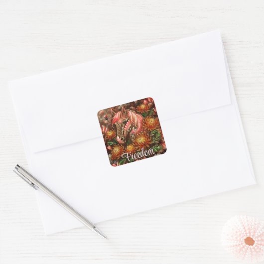 Herfst Paard Bloemen Chrysanten Gepersonaliseerd Vierkante Sticker (Envelop)