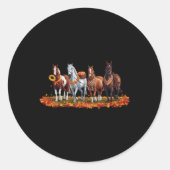 Herfst Paard Dier Thanksgiving Zonnebloemen Pompoe Ronde Sticker (Voorkant)