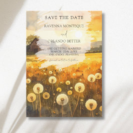 Herfst Paardenbloem Schuur Waterverf Kunst Bruilof Save The Date