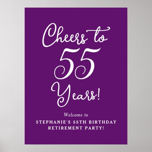 Herfst Paars Proost op 55 Jaar Pensioenfeest Poster (Voorkant)