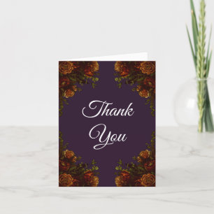 Herfst Paars Rustisch Sinaasappel Wedding Elegant Bedankkaart