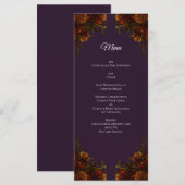 Herfst Paars Rustisch Sinaasappel Wedding Elegant Menu (Voorkant / Achterkant)