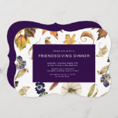 herfst paarse bladervriendelijkheid diner kaart (Voorkant / Achterkant)