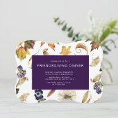 herfst paarse bladervriendelijkheid diner kaart (Staand voorkant)