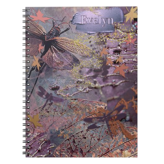 Herfst Paarse Fantasie Collage Notitieboek (Voorkant)