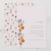 Herfst Paarse & Oranje Wildflowers Wedding Kaart (Voorkant / Achterkant)