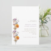Herfst Paarse & Oranje Wildflowers Wedding Kaart (Staand voorkant)