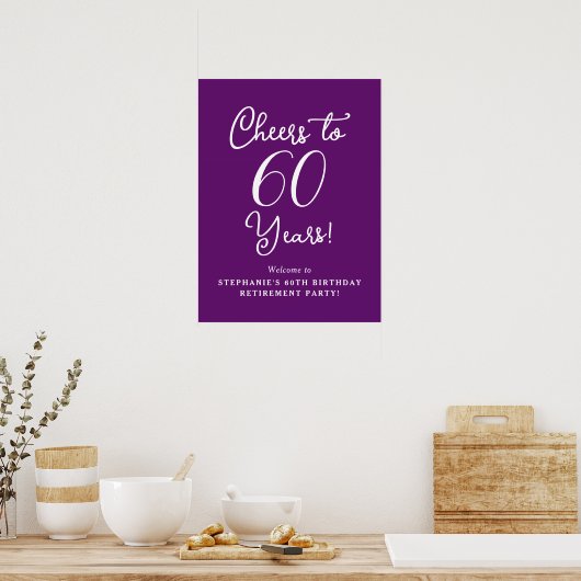 Herfst Paarse Proost aan 60 Jaar Pensionering Poster (Keuken)