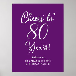 Herfst Paarse Proost op 80 jaar Verjaardag Welkom Poster