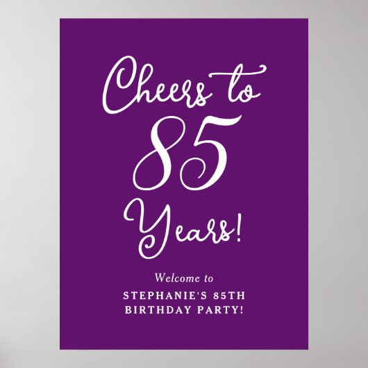Herfst Paarse Proost op 85 Jaar Verjaardag Welkom Poster (Voorkant)