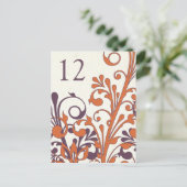 Herfst Paarse Sinaasappel Bloemen Trouwtafel Kaart (Staand voorkant)