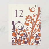 Herfst Paarse Sinaasappel Bloemen Trouwtafel Kaart (Voorkant / Achterkant)