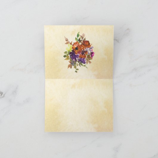 Herfst Paarse verbrande Sinaasappel Bloemen Dank u Bedankkaart (Binnen)