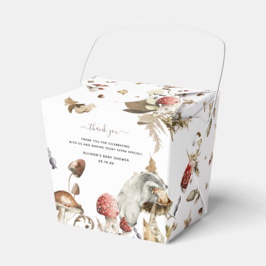 Herfst Paddenstoel | Bos Baby Shower Bedankdoosjes (Voorkant Zijde)