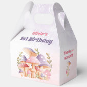 Herfst Paddenstoel Roze Paarse 1e Verjaardag Grote Bedankdoosjes (Achterkant)