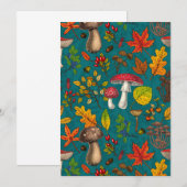 Herfst paddenstoelen, bladeren, noten en bessen op (Voorkant / Achterkant)