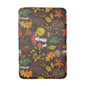 Herfst paddenstoelen, bladeren, noten en bessen op badmat (Voorkant Verticaal)