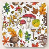 Herfst paddenstoelen, bladeren, noten en bessen op bier onderzetter (Voorkant)