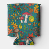 Herfst paddenstoelen, bladeren, noten en bessen op blikjeskoeler (Voorkant)