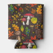 Herfst paddenstoelen, bladeren, noten en bessen op blikjeskoeler (Voorkant)