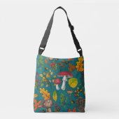 Herfst paddenstoelen, bladeren, noten en bessen op crossbody tas (Voorkant)