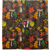 Herfst paddenstoelen, bladeren, noten en bessen op douchegordijn (Voorkant)