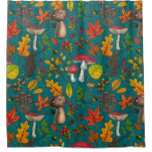 Herfst paddenstoelen, bladeren, noten en bessen op douchegordijn (Voorkant)
