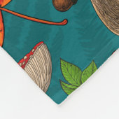 Herfst paddenstoelen, bladeren, noten en bessen op fleece deken (Hoek)