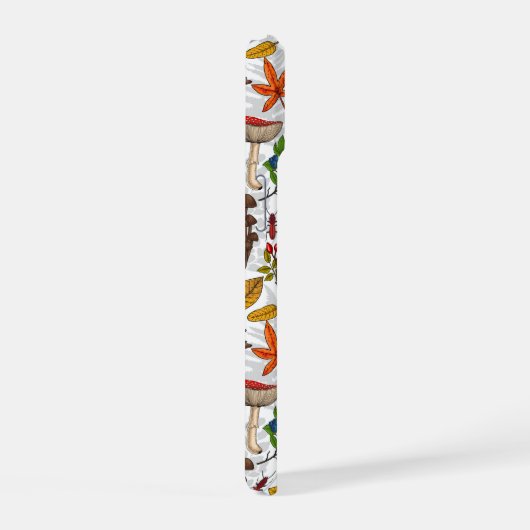 Herfst paddenstoelen, bladeren, noten en bessen op iPhone 15 case (Rechterkant)