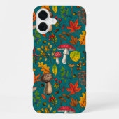 Herfst paddenstoelen, bladeren, noten en bessen op iPhone hoesje (Achterkant)