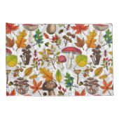 Herfst paddenstoelen, bladeren, noten en bessen op kussensloop (Achterkant-Rechts)