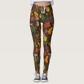 Herfst paddenstoelen, bladeren, noten en bessen op leggings (Voorkant)