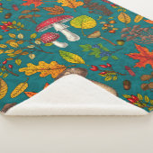 Herfst paddenstoelen, bladeren, noten en bessen op sherpa deken (3/4)