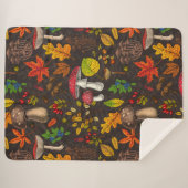 Herfst paddenstoelen, bladeren, noten en bessen op sherpa deken (Voorkant (horizontaal))