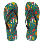 Herfst paddenstoelen, bladeren, noten en bessen op teenslippers (Voetbed)