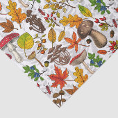 Herfst paddenstoelen, bladeren, noten en bessen op tissuepapier (Detail)