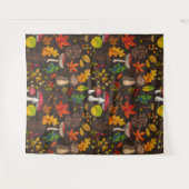 Herfst paddenstoelen, bladeren, noten en bessen op wandkleed (Voorkant (horizontaal))