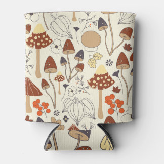 Herfst Paddenstoelen Bloemen Naadloos Patroon Blikjeskoeler